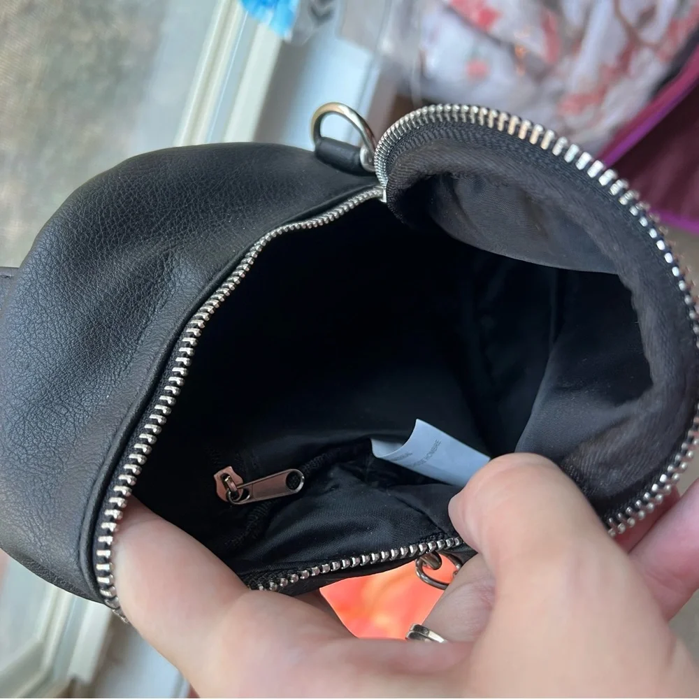 Black Faux Leather Backpack with Chain Detail